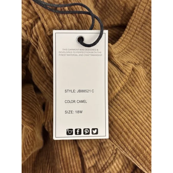 Judy Blue Camel Corduroy Bootcut Pants Mid Rise Stretch Plus Size 18W - Picture 9 of 9